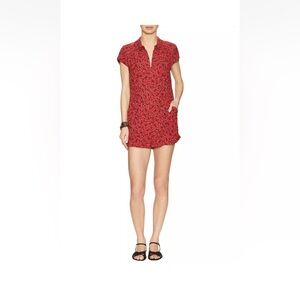 Free‎ People Debby Floral Romper Women medium Red Viscose Summer Bohemian